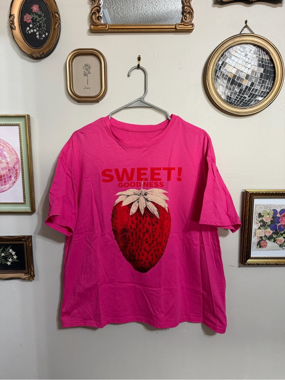 Women’s Pink Strawberry Graphic Tee - SWEET! GOODNESS